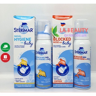 Xịt muối mũi Sterimar nước biển sâu - xịt mũi cá heo vàng, cam Sterimar pháp dùng vệ sinh cho bé