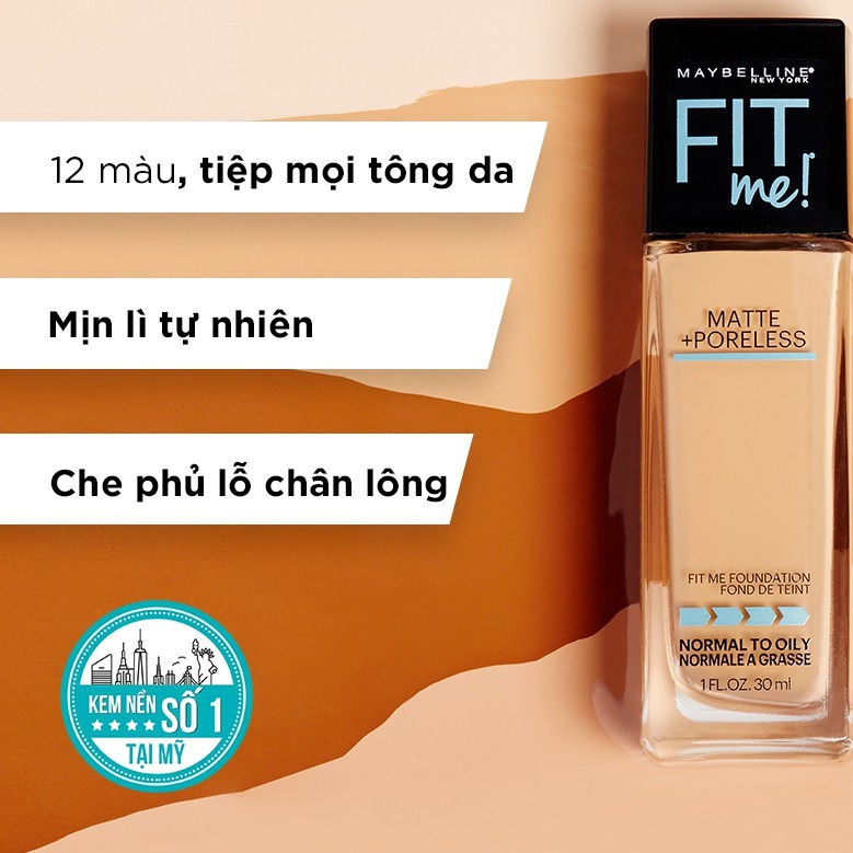 [Date 2023] Kem Nền Mịn Lì Maybelline Fit Me Matte + Poreless Foundation 30ml