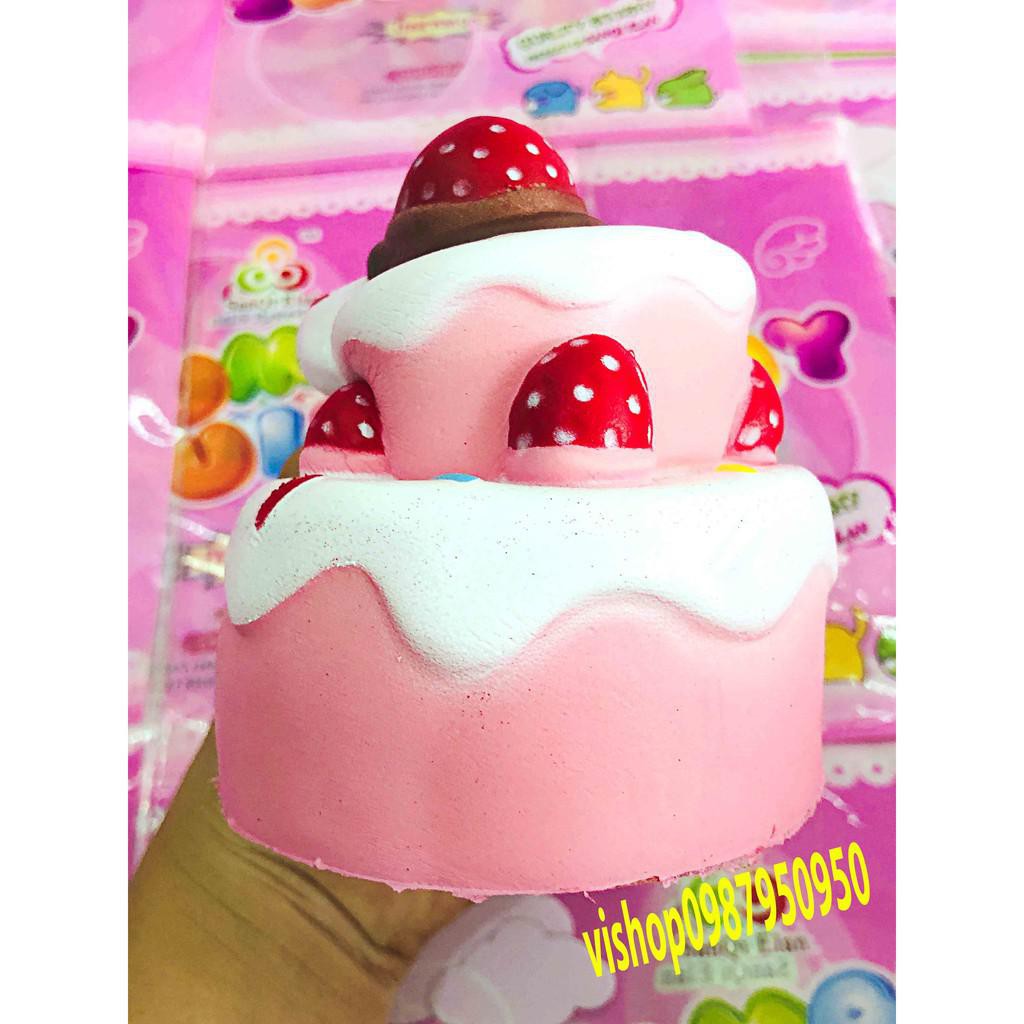 Bán BÁNH KEM DÂU 2 TẦNG - SQUISHY BÁNH Siêu rẻ