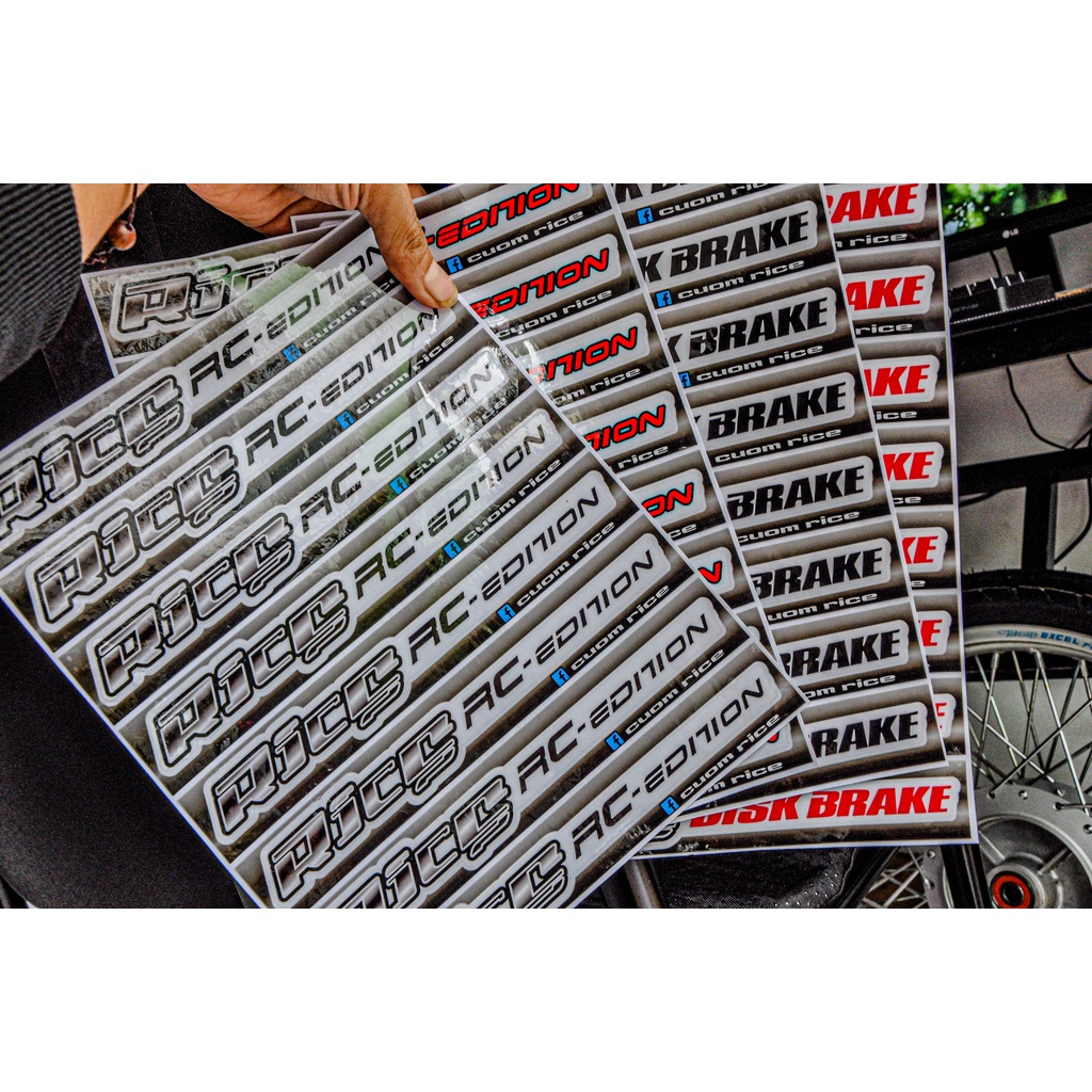 Tem Dán Phuôc Rice RC edition + Rice Disk Brake dàn cho phuộc màu sơn bạc