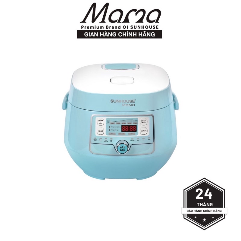 Nồi cơm điện tử 1.0L Sunhouse SHD8852B - Trắng xanh, dung lượng 1L, công nghệ Neuro Fuzzy Logic