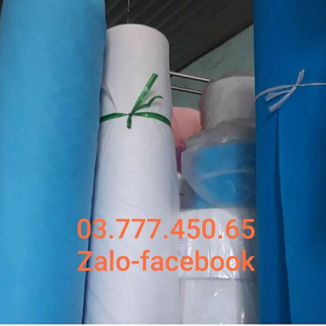 10m vải không dệt trắng xanh 30-40g khổ 1m6 dùng làm khăn trải giường y tế, spa, túi lọc trà, túi bọc trái cây.