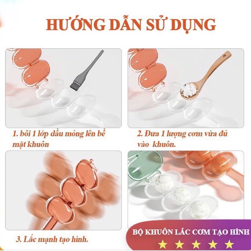 Khuôn lắc cơm tròn kèm thìa giúp tạo hình cơm cho bé ăn dặm - AD31