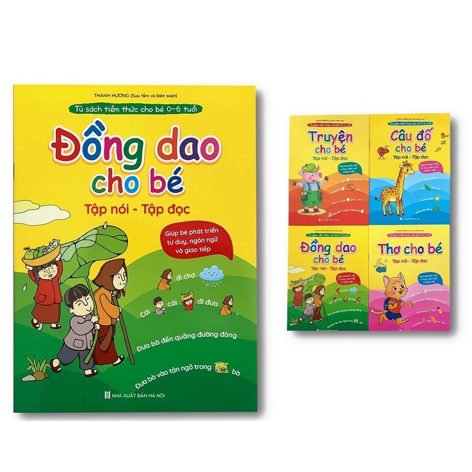 Sách - Đồng dao - Câu đố cho bé từ 0-6 tuổi (sách có kèm file nghe) giúp trẻ tập nói tập đọc