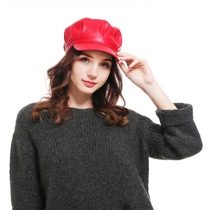 Mũ Giả Da Màu Trơn Phong Cách Vintage Cho Nam Và Nữ