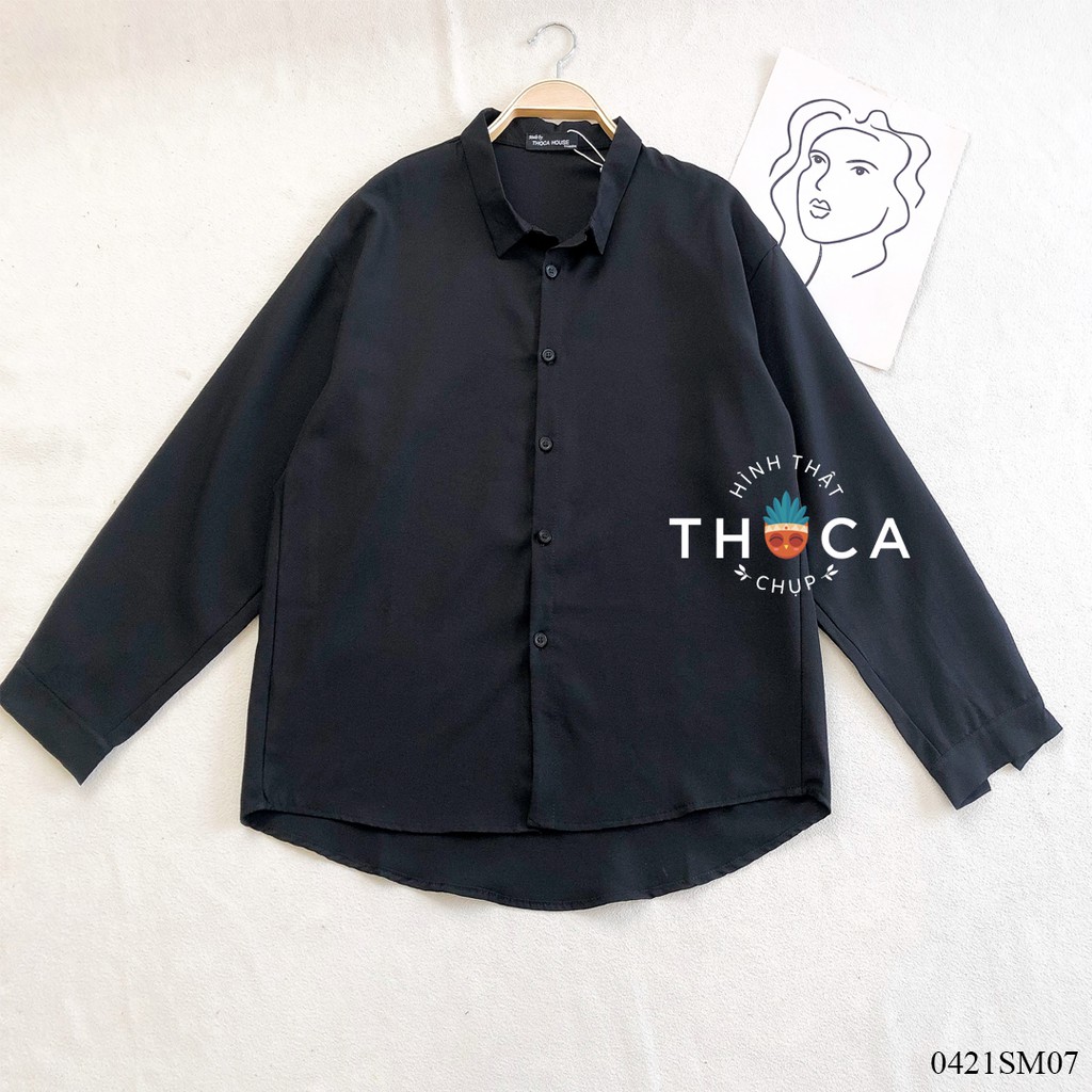 Áo sơ mi basic trắng trơn cổ sen THOCA HOUSE phù hợp công sở, đi học, đi chơi freesize dưới 56kg