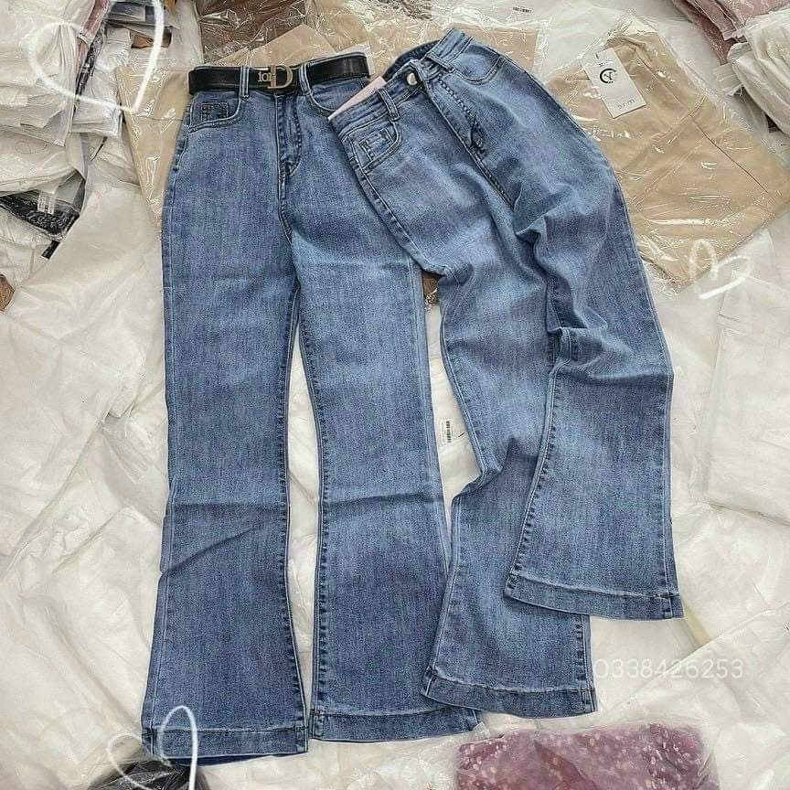 Quần Jeans ống loe trơn may gấu hàng đẹp