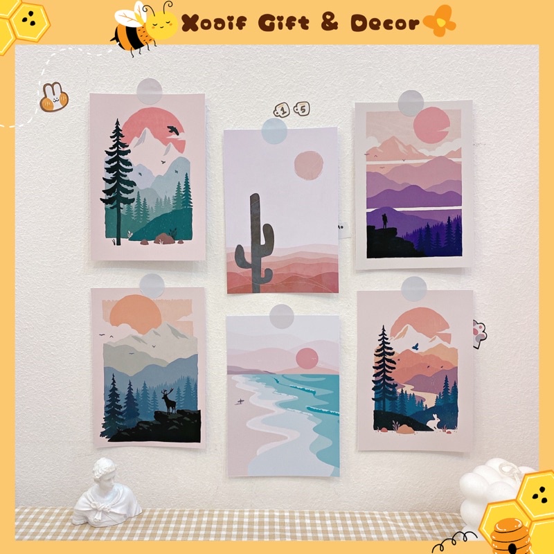 Set 6 tấm thiệp postcard NGHỆ THUẬT S1, S2 có sẵn decor trang trí phòng cực xinh