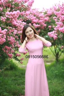 Set áo dài hồng kèm quần