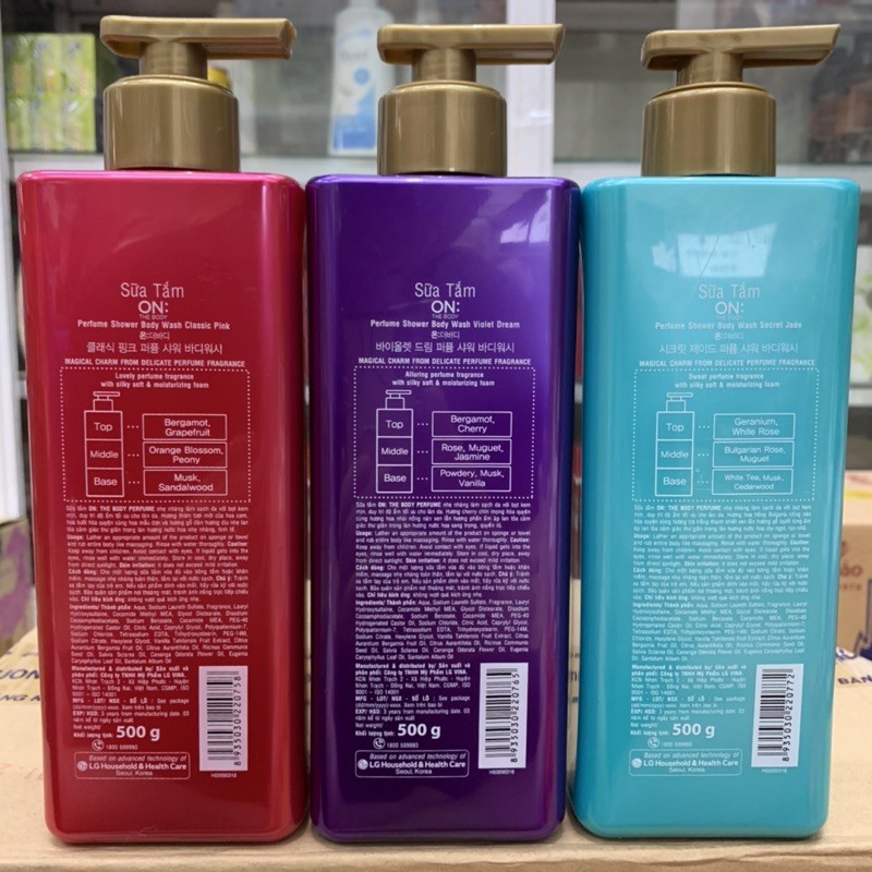 SỮA TẮM HƯƠNG NƯỚC HOA CAO CẤP ON THE BODY 500G.