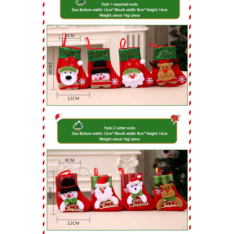 Set 4 Tất Đựng Quà Treo Trang Trí Cây Thông Noel