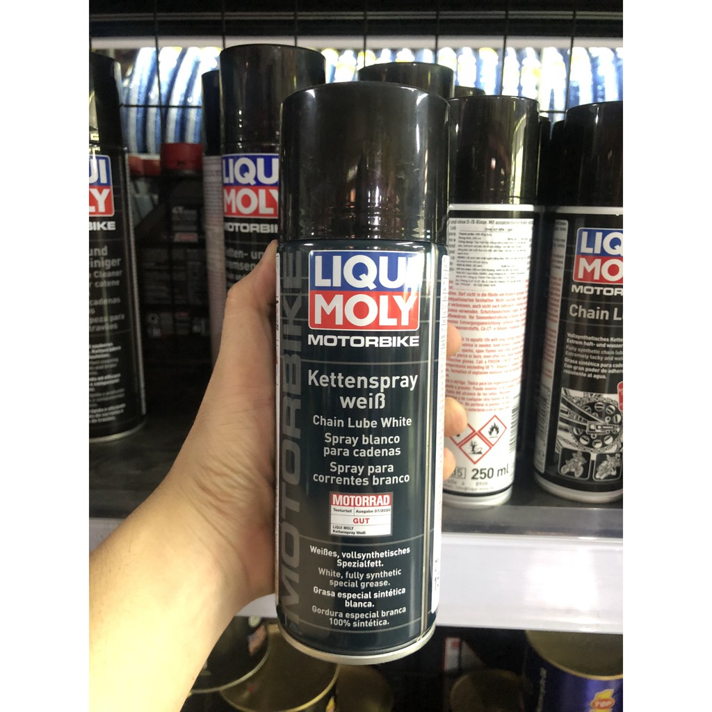 Xịt Dưỡng Xích (Sên) Cao Cấp LIQUI MOLY LUBE WHITE - 400ml bảo dưỡng sên xích xe máy, mô tô