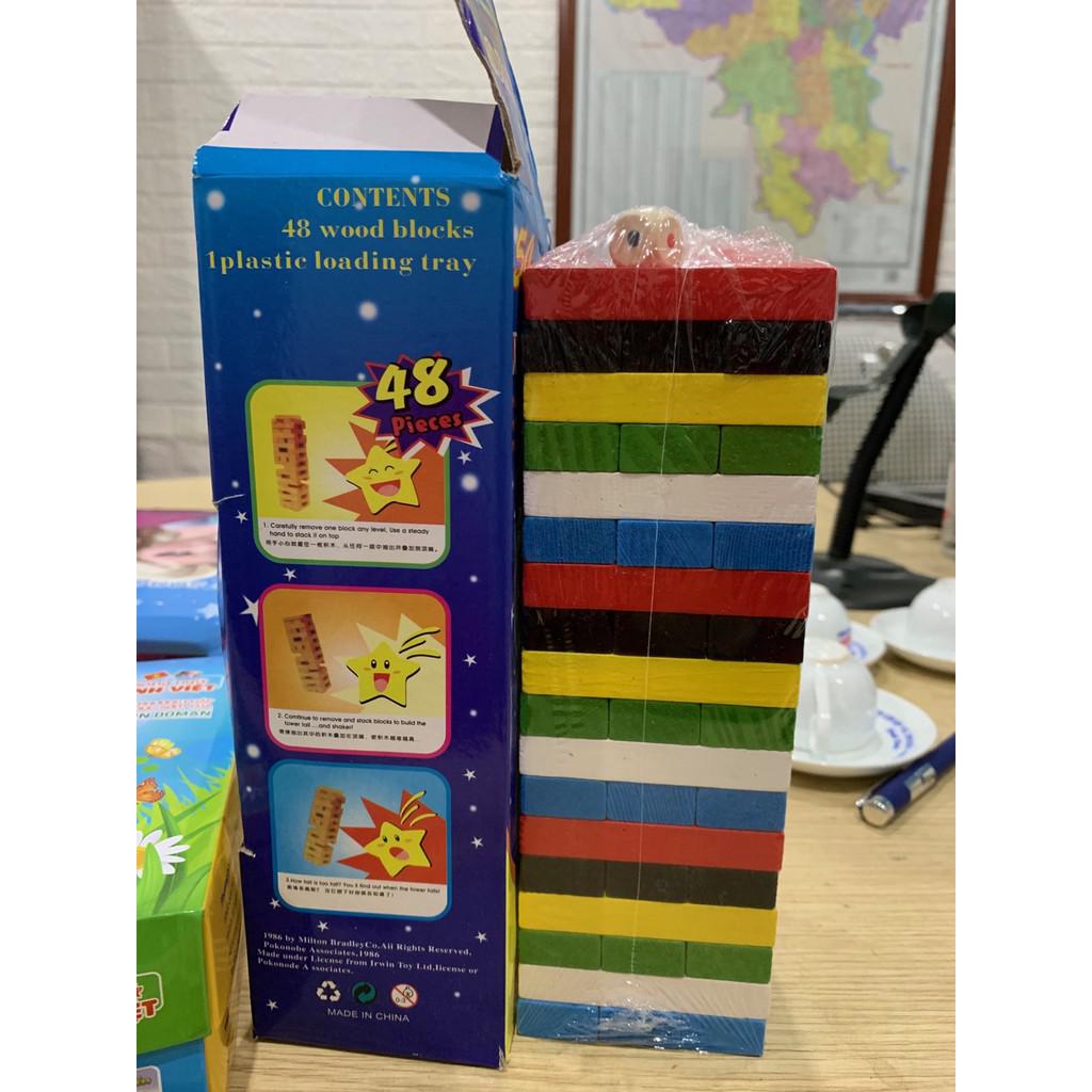 Bộ đồ chơi rút gỗ màu loại vừa 54 thanh