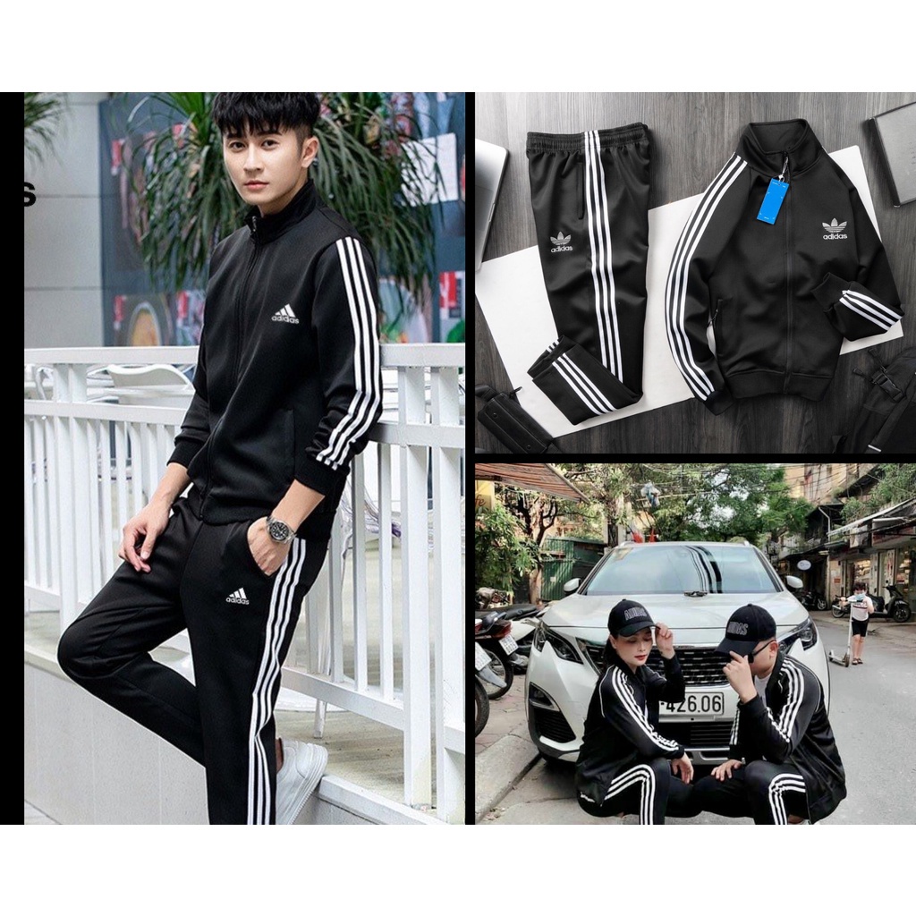 Bộ Thể Thao Adidas.s Nam Nữ Vải Poly Cao Cấp Không Bai Không Xù Thêu Logo, Bộ Quần Áo Adida.s Nam Nữ Thu Đông