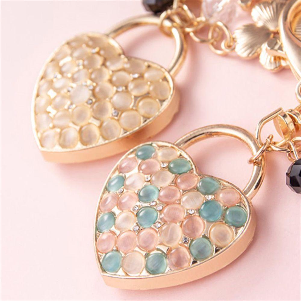 QUINTON Simple|Key Pendant Car Accessories Keys Holder Love Heart Keychain Packaging Decoration Interior Accessories Fashion Metal|Backpack Pendant Women's Bag Charm Key Ring/Multicolor