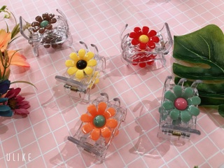 Kẹp tóc 5 răng trong suốt hoa cúc, trái cây