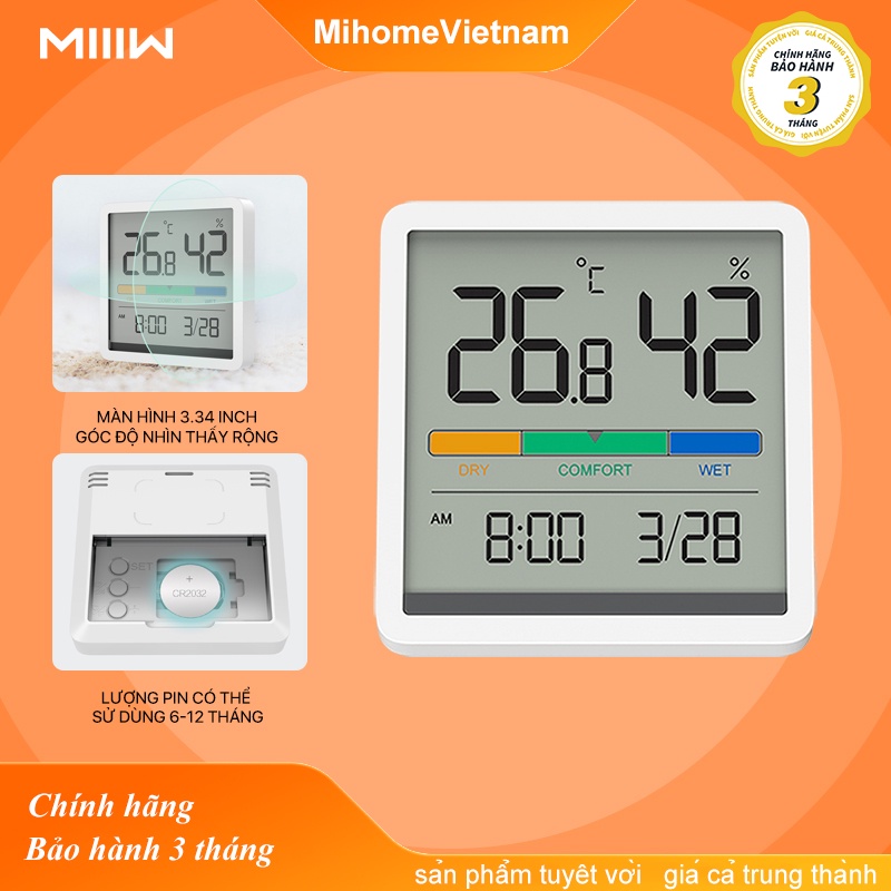 Ẩm kế thông minh Xiaomi MIIIW NK5253 - Đồng hồ đo nhiệt độ, độ ẩm , Màn Hình LCD