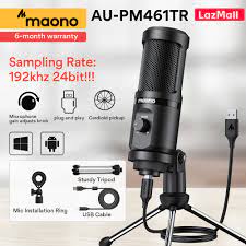 MAONO Mic chơi game micro để bàn AU-PM461TR RGB USB Condenser Có Tăng âm Mic và Đèn RGB thích hợp livestream chơi PC gam