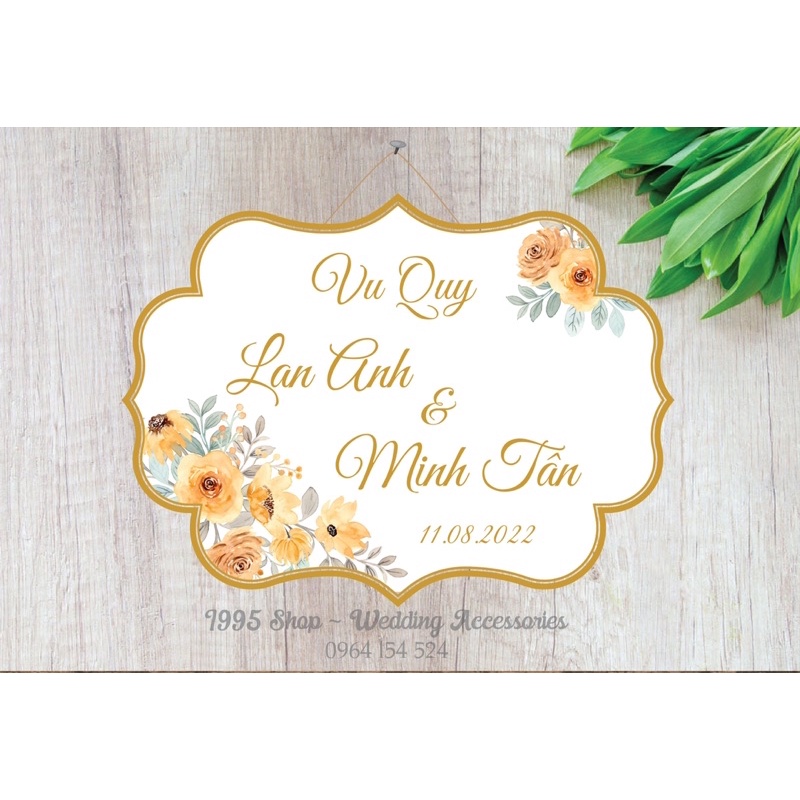 Bảng treo gia tiên đám cưới, bảng tên cô dâu chú rể