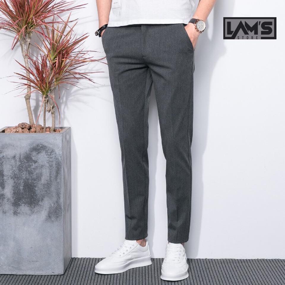 Quân âu xám tiêu LAM'S STORE,quần tây nam chất vải cotton  ống côn co giãn body