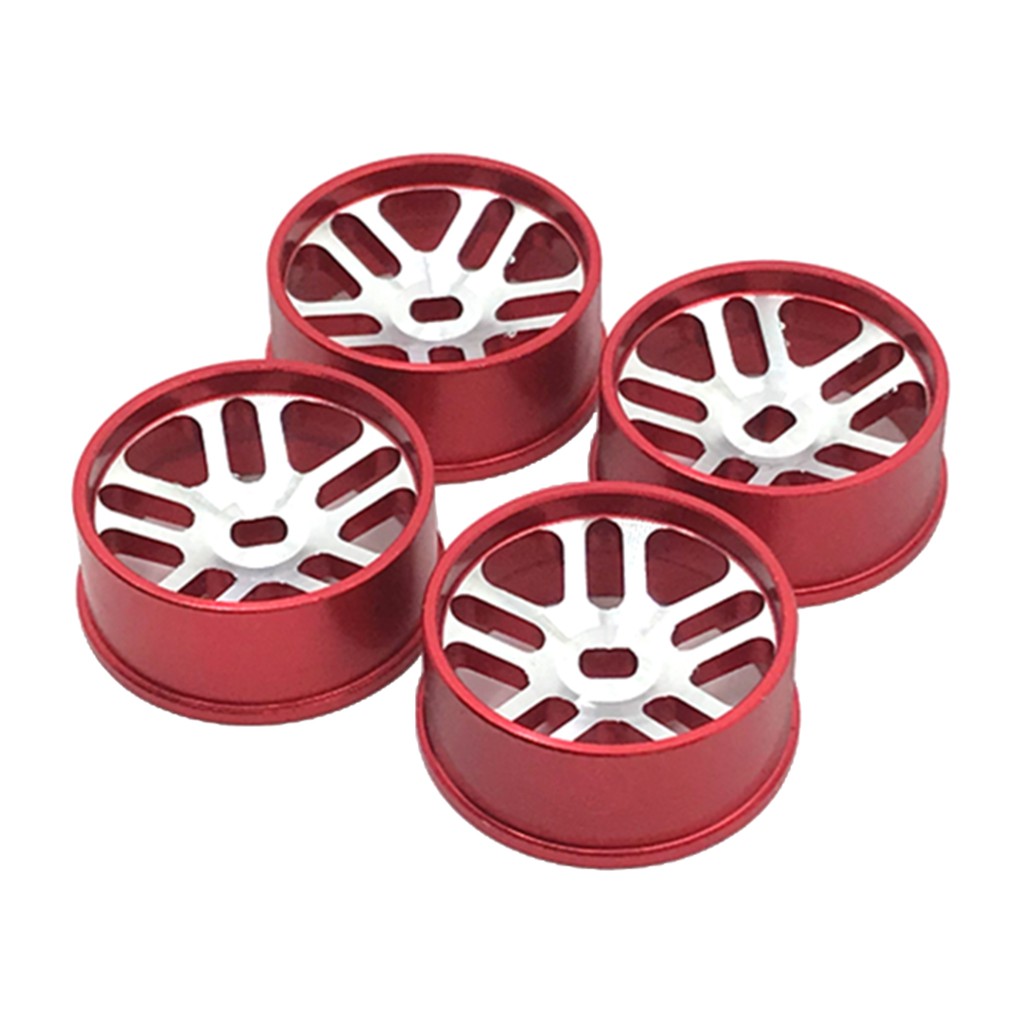 Set 4 Vành Bánh Xe Bằng Kim Loại Màu Đỏ Cho Xe Hơi Điều Khiển Từ Xa WLTOYS K969 K979 K989 1 / 128