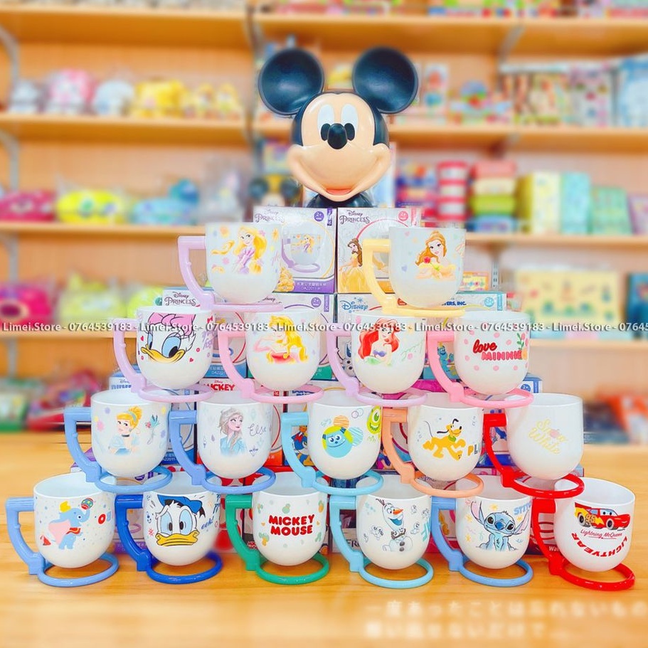 Ly nhựa uống nước đánh răng súc miệng xoay 360 hình Frozen Car Princess Mickey cho trẻ em bé trai gái Disn