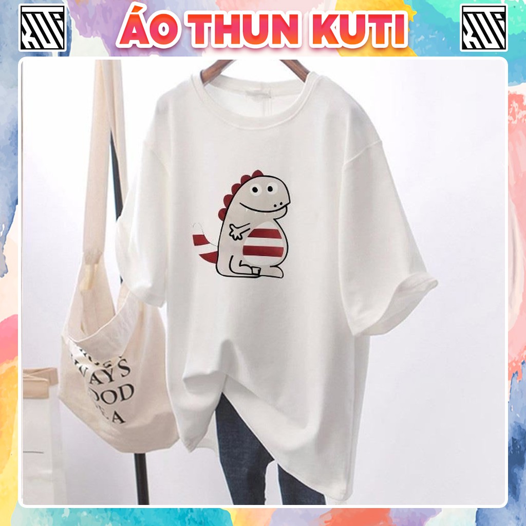 Áo Thun Tay Lỡ Khủng Long Unisex Kuti Basic Tee Phông Trơn Nam Nữ Form Rộng Oversize 6 Màu Phong Cách Ulzzang Hàn Quốc