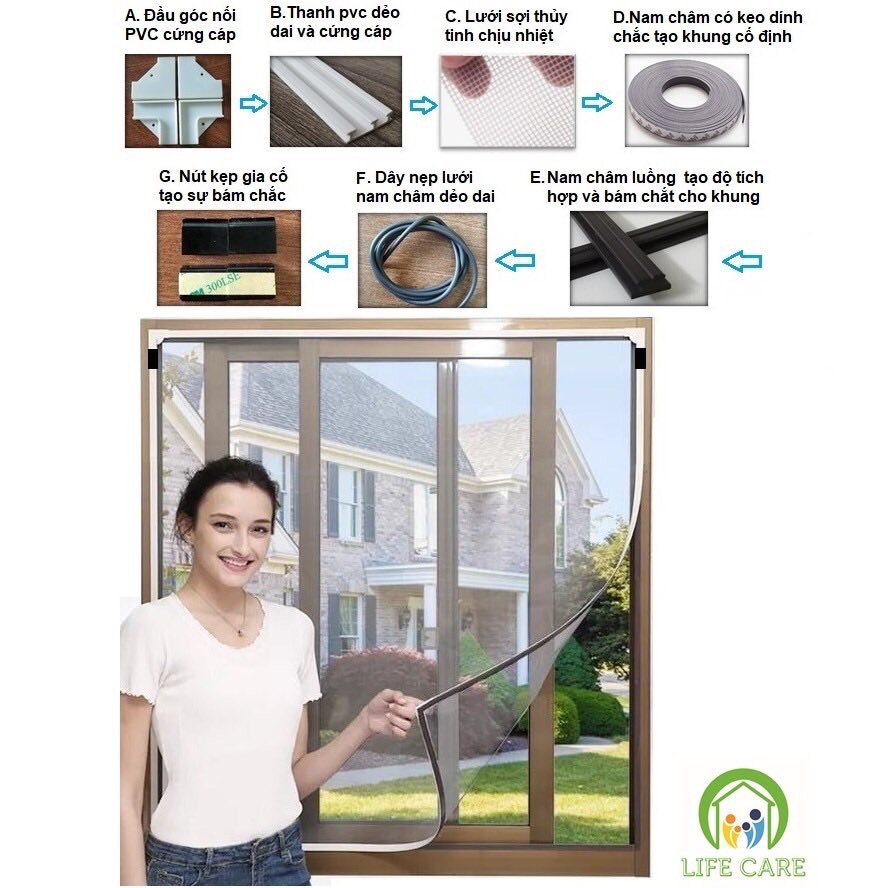 COMBO Khung Lưới chống muỗi nam châm tích hợp tháo ráp tiện lợi Thế hệ mới