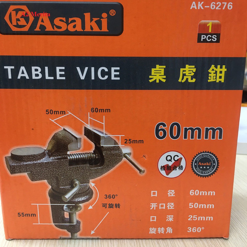 Ê tô kẹp bàn mâm xoay mini F60 Asaki AK-6276