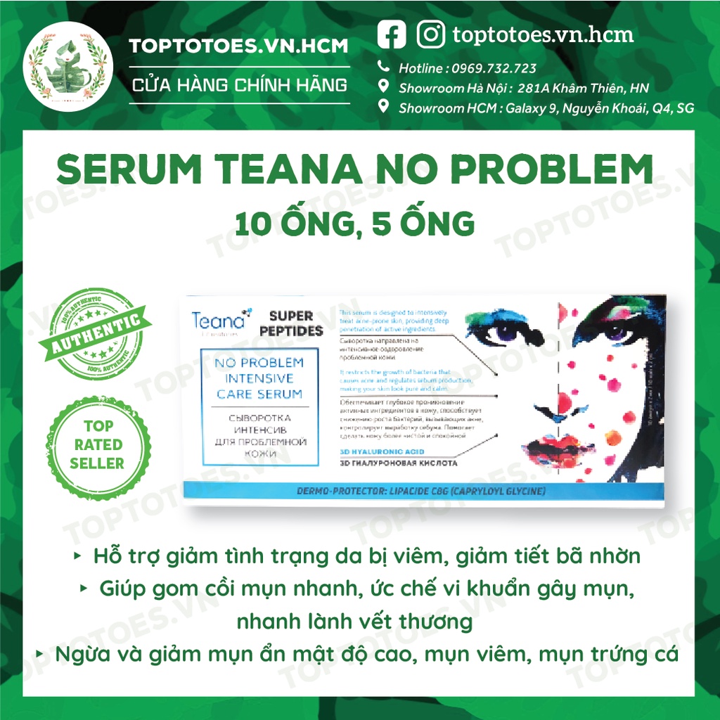 Serum Teana Super Peptides No Problem Intensive Care giảm sưng, đẩy & gom cồi mụn giảm tiết dầu