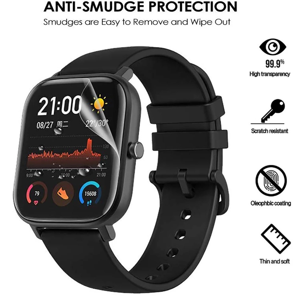 Miếng Dán Bảo Vệ Màn Hình Bằng Hydrogel / Full HD Bằng TPU Dẻo Trong Suốt Viền Cong Cho Huami Amazfit GTS 2 Mini Watch