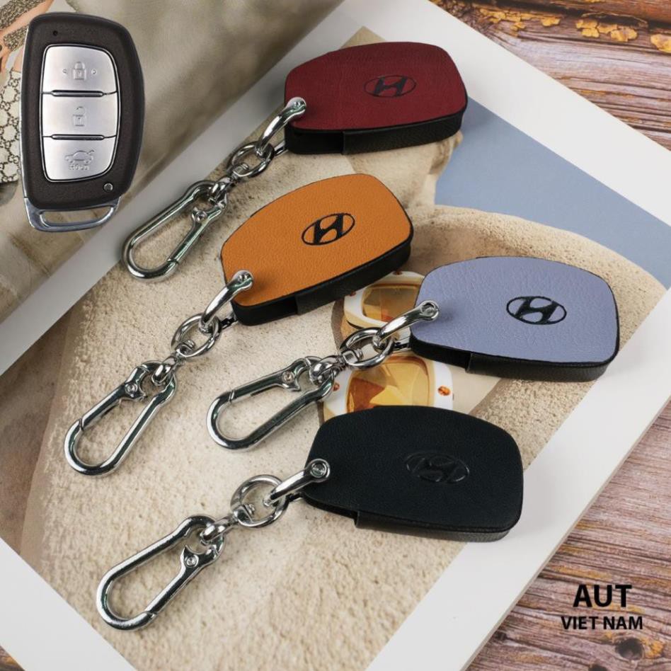 Bao da chìa khóa Smartkey Hyundai (I10,I20,Tucson,Elantra ) da Canvas L.V xẻ túi cao cấp