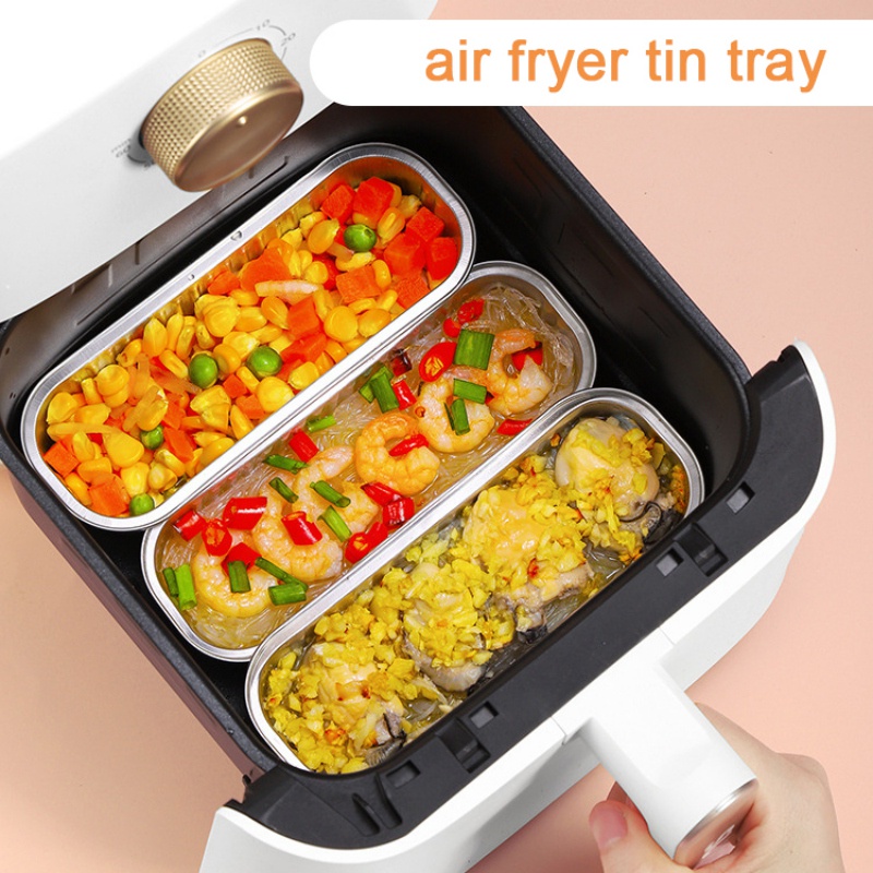 Bộ 5 Khay Thiếc Hình Vuông Dùng Một Lần Để Chiên Không Dầu Tiện Dụng