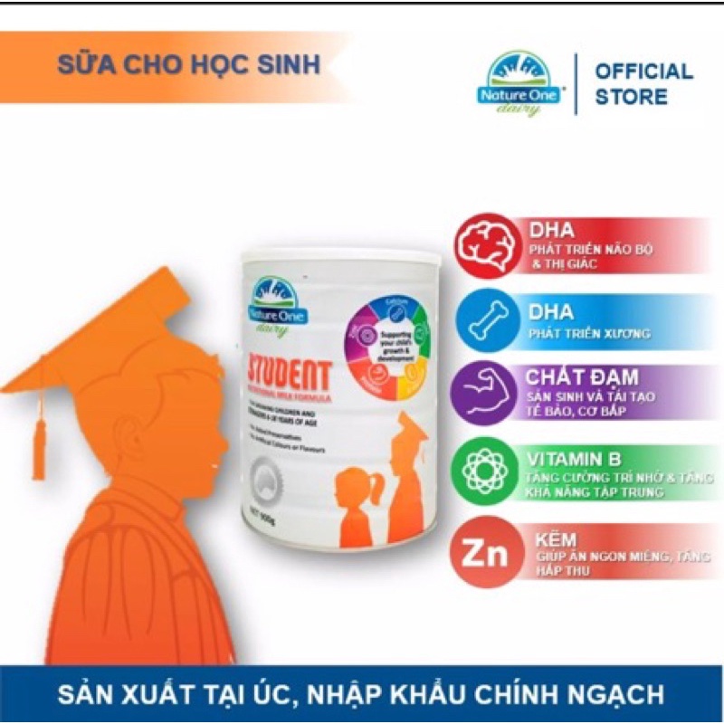 Sữa bột Nature One Student lon 900g (cho trẻ ở độ tuổi đi học)