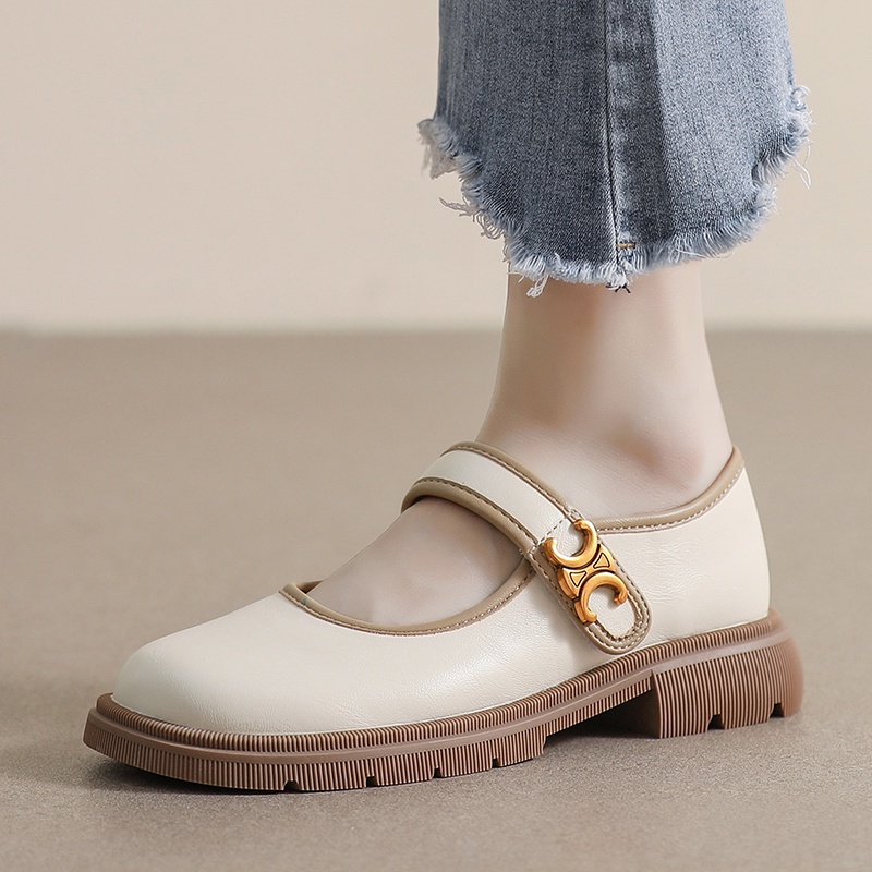 Giày Búp Bê Da Mũi Tròn Đế Dày Mềm Mại Phong Cách Anh Quốc Cổ Điển Size 34-42 Cho Nữ