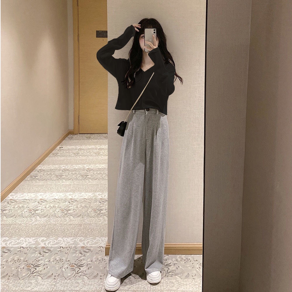 Set quần ống rộng + áo kiểu trẻ trung thanh lịch thời trang dành cho nữ