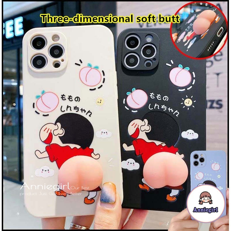 Ốp Điện Thoại Bằng Silicon Hình Mông Shin 3D Cho Iphone 12 11 Pro Max X Xs Max Xr