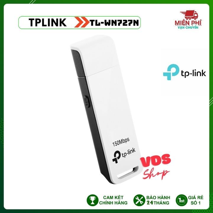 USB thu wifi TP-Link Chuẩn N 150Mbps TL-WN727N thu wifi cho máy tính bàn, latop-Hãng phân phối chính thức