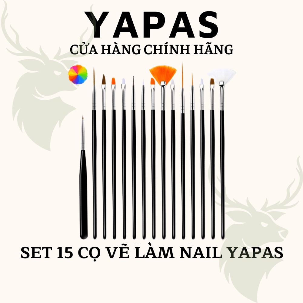 Set 15 đầu cọ vẽ móng, cọ nét omber tản nhũ phủi mặt chuyên dụng cho dân làm nail