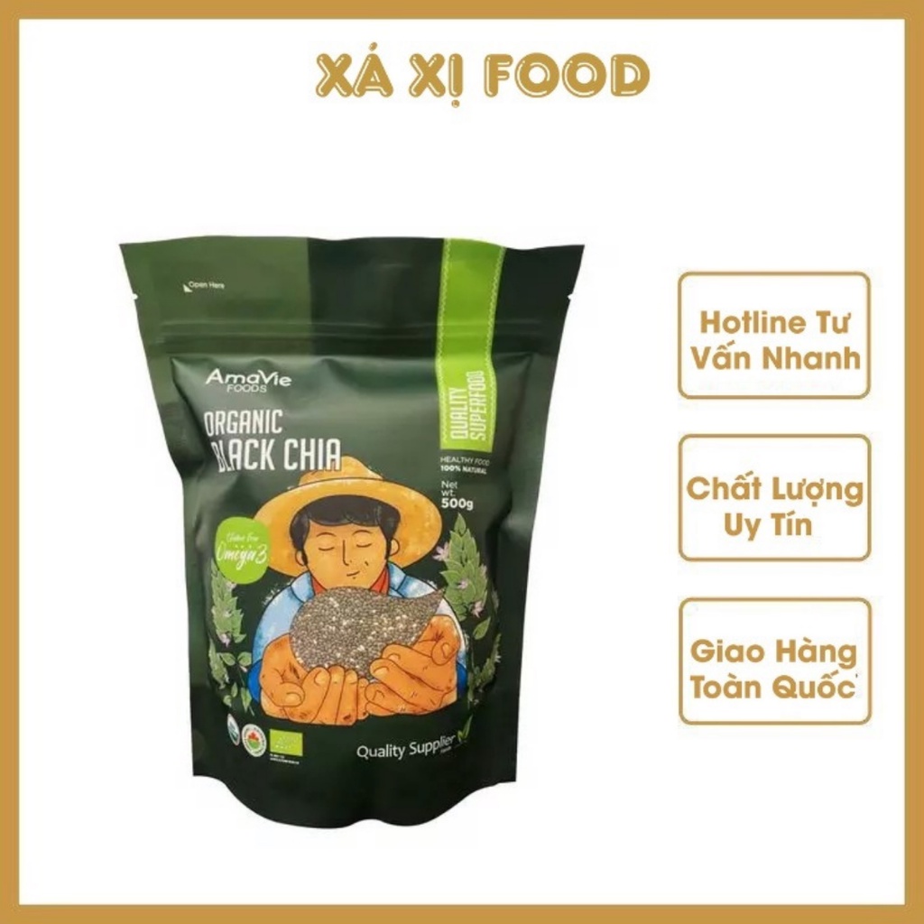 Hạt Chia Hữu Cơ Nguyên Chất Amavie Foods 100% Organic Black Chia Túi 250g