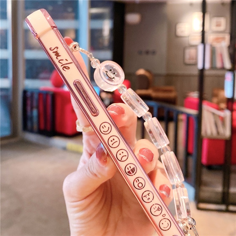 Ốp Điện Thoại Dẻo In Hình Mặt Cười Mạ Sang Trọng Có Dây Đeo Tay Cho iPhone 13 11 Pro 12 Mini 7 8 Plus X XR XS Max SE2
