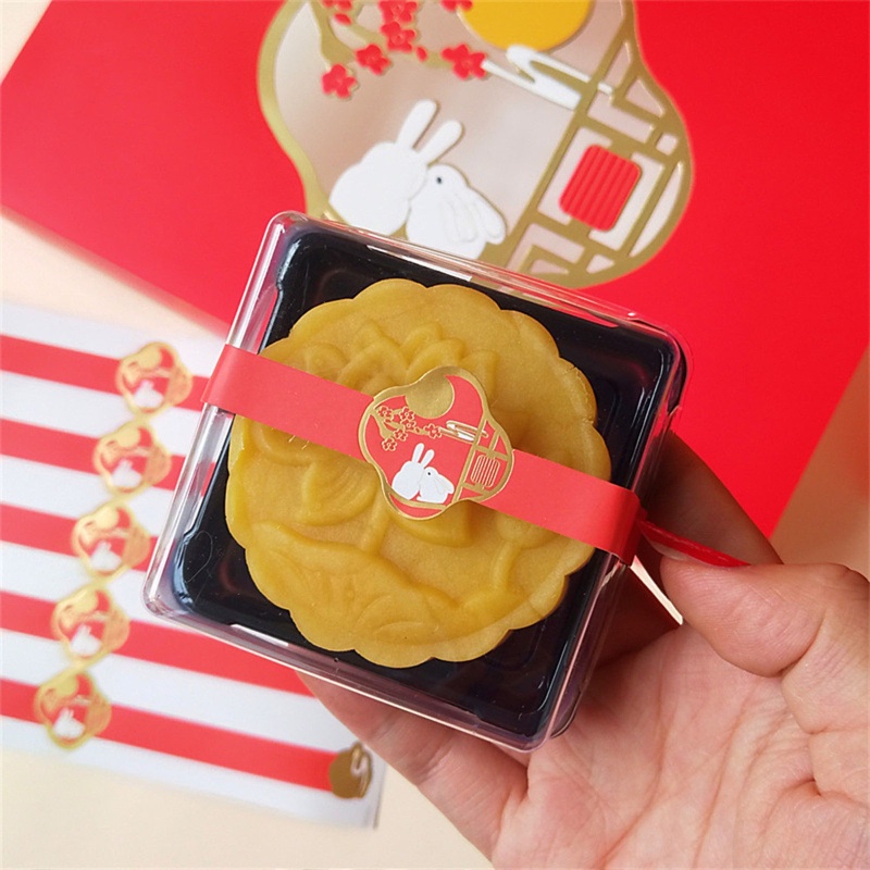 Seng Bộ 50 Nhãn Dán Hộp Bánh Hình Thỏ / Lòng Đỏ / Trứng Rán DIY