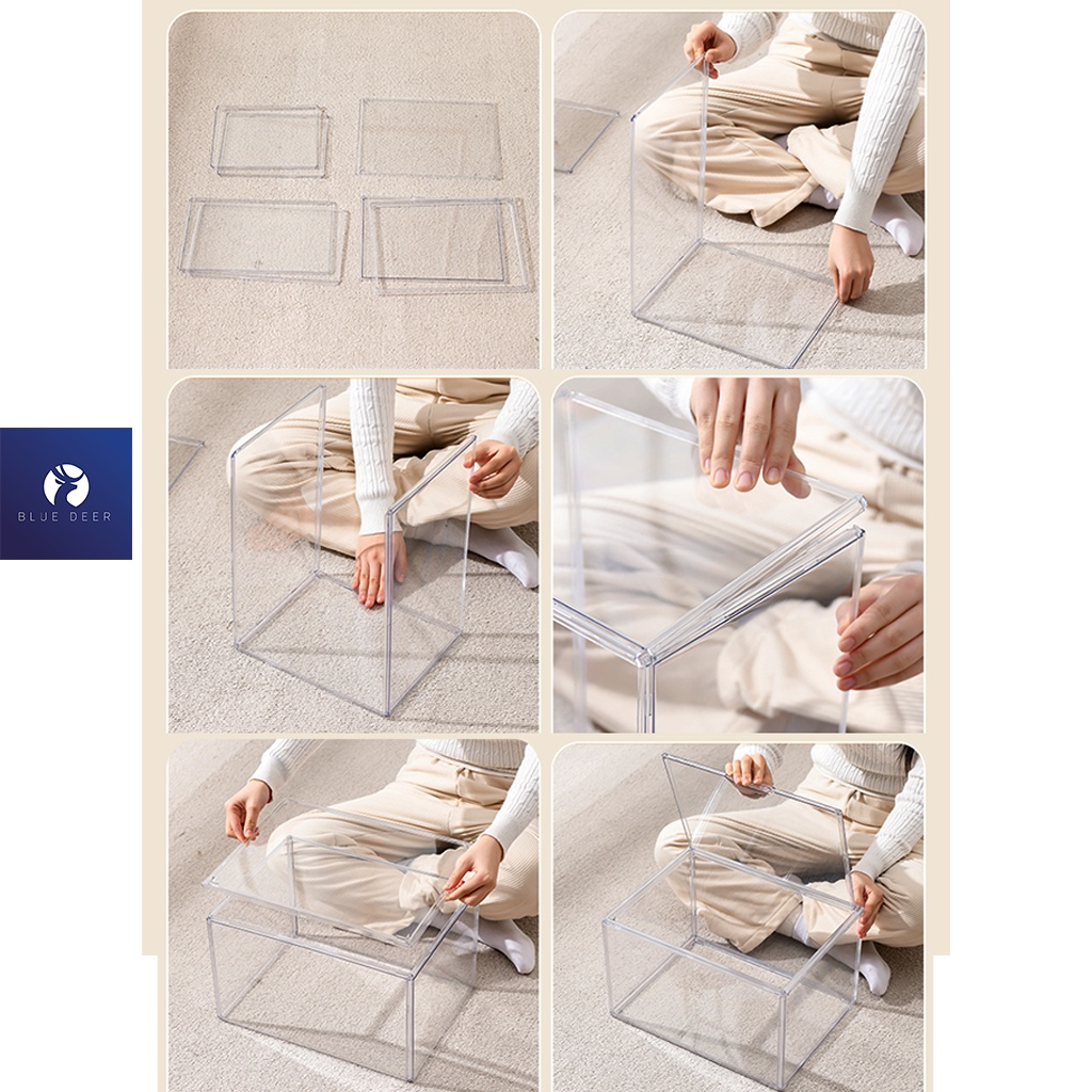 2 Hộp Đựng Túi Xách ráp thành tủ,kệ đựng túi xách – hộp đựng giày cổ cao 27CM cao cấp – BLUE DEER