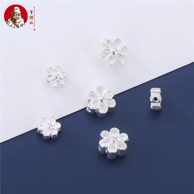Hạt Bạc 925 Hình Hoa Nhỏ Xinh Xắn Dùng Làm Trang Sức Thủ Công DIY