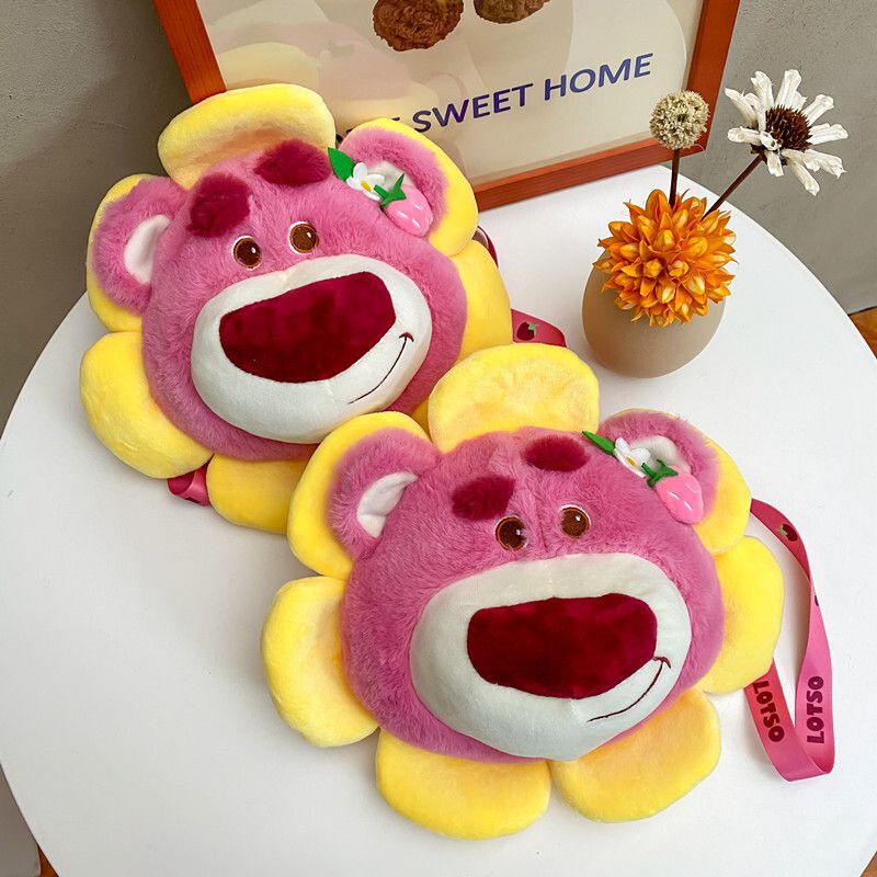 Túi đeo vai chủ đề hoạt hình Toy Story 3 Lotso Bear vải lông nhung kiểu dáng hoa hướng dương thích hợp làm quà tặng