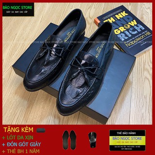 {GIẢM SỐC} Giày Lười Nam Da Bò Thật Dập Vân Cá Sấu ✅ Bảo Hành 12 Tháng 💥 Đế Cao Su Đúc Nguyên Khối ✅ Mã K1388 Màu Đen