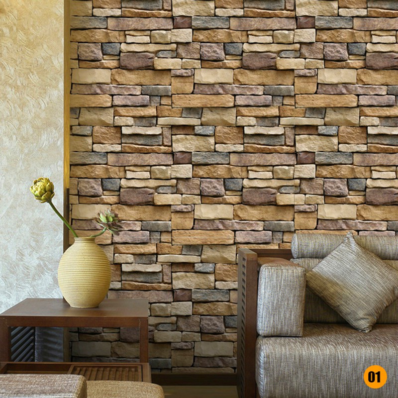 Miếng dán tường giả họa tiết gạch cỡ 45*100cm dùng trang trí phòng