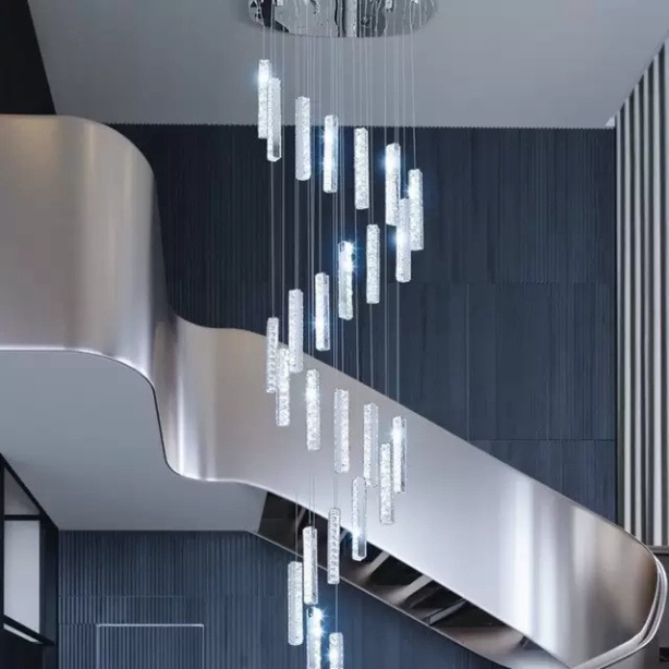 Đèn thả thông tầng thanh phale HTK030V+T, đèn chùm phòng khách DT