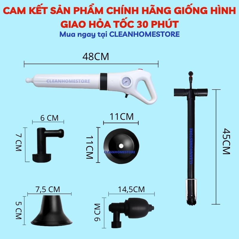 Súng Thông Tắc Bồn Rửa, Cống Thoát Nước Khí Nén Hơi Áp Xuất 8Kg BT15