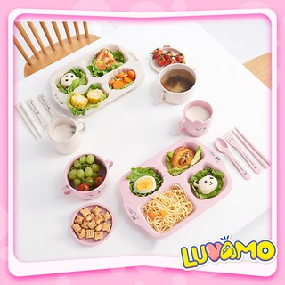 Khay ăn dặm cho bé bằng lúa mạch dễ thương tiện dụng AD39